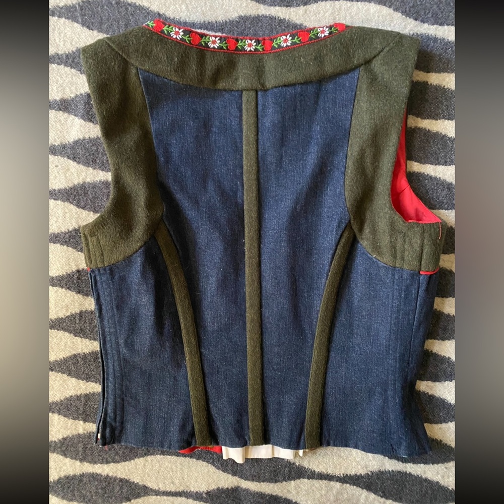 Rare VTG D & G Dolce & Gabbana Dirndl Denim Wool Bustier Size 42 - Picture 2 of 16